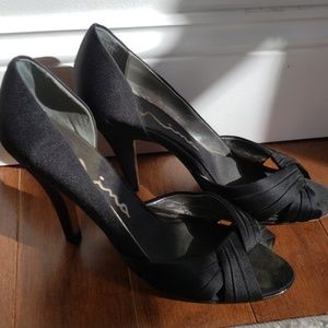 Nina | Black open toed, 3 inch heels